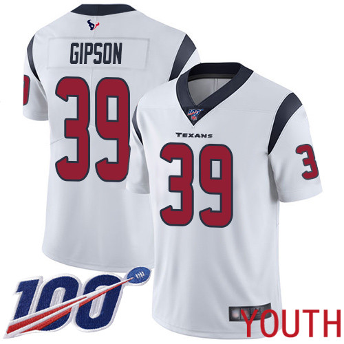 Houston Texans Limited White Youth Tashaun Gipson Road Jersey NFL Football #39 100th Season Vapor Untouchable